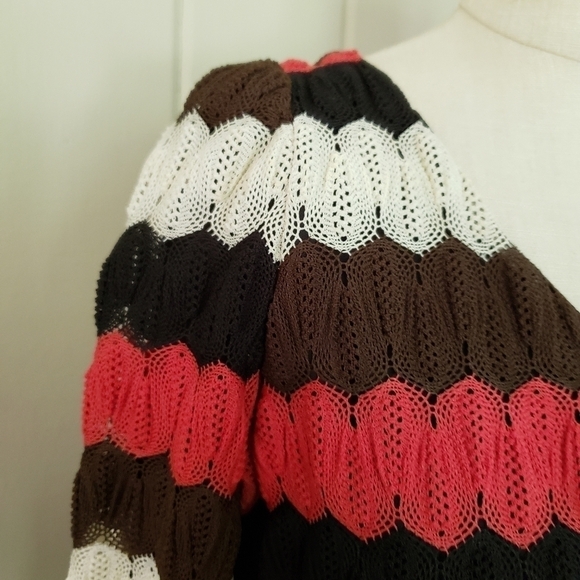 Judith March | L one shoulder knit dress stripe party boho - Picture 3 of 12